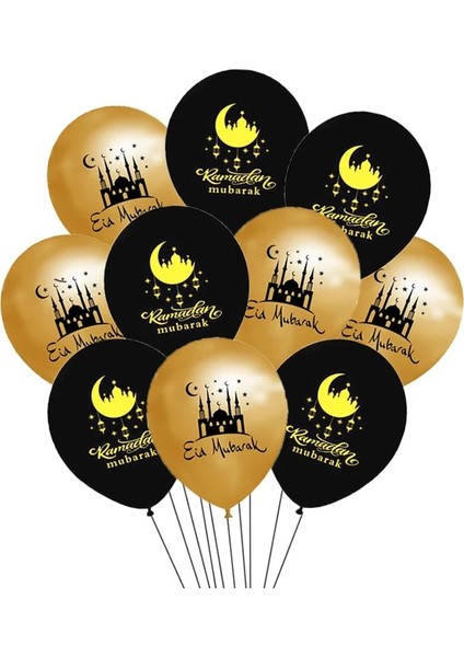 10 Adet Siyah Altın Balon Eid Mubarak 2023 Ramazan Dekorasyon Ev Islami Ramazan Bayramı Yardım Mübarek Kareem Islam Müslüman Parti Kaynağı (Yurt Dışından)