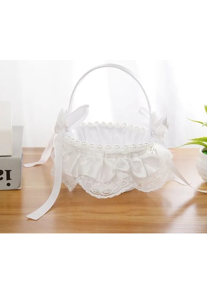 05 Beyaz Düğün Çiçek Sepeti Ipek Çiçek Kız Sepeti Düğün Dekorasyon Için Düğün Nedime Çiçek Petal Sepeti 20 Cm/6.5 Inç (Yurt Dışından)