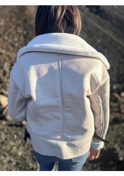 Içi Suni Kürklü Suni Süet Crop Biker Ceket modelleri