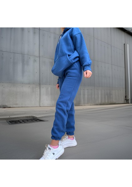 Unisex Üç Iplik Şardonlu Oversize Hoodieli Eşofman Takımı