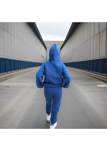Unisex Üç Iplik Şardonlu Oversize Hoodieli Eşofman Takımı