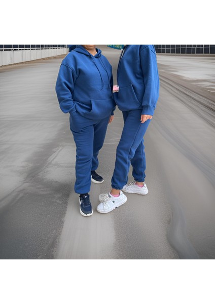 Unisex Üç Iplik Şardonlu Oversize Hoodieli Eşofman Takımı