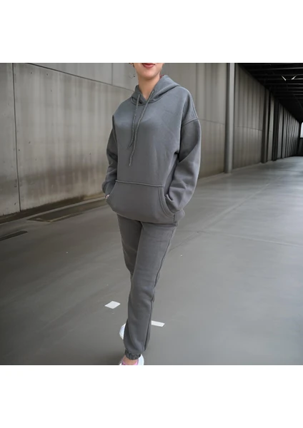 Ceyss Design Unisex Üç Iplik Şardonlu Oversize Hoodieli Eşofman Takımı