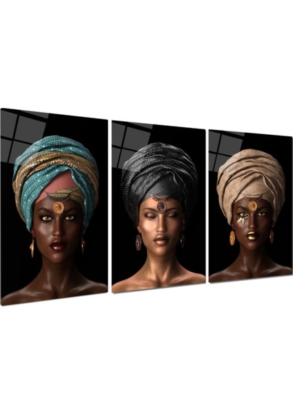 Afrikalı Kadın Triple Cam Tablo fiyatları