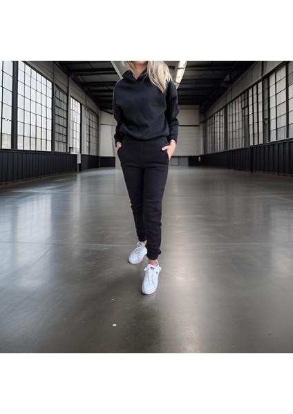 Oversize Iki Iplik Şardonlu Beli Lastikli Kadın Eşofman Takımı