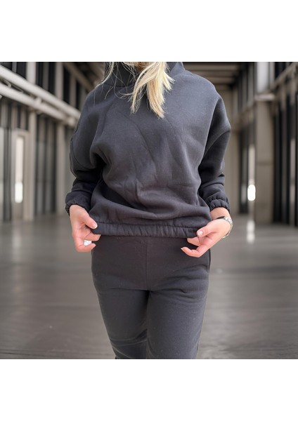 Oversize Iki Iplik Şardonlu Beli Lastikli Kadın Eşofman Takımı modelleri