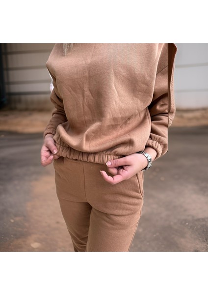 Oversize Iki Iplik Şardonlu Beli Lastikli Kadın Eşofman Takımı fiyatları