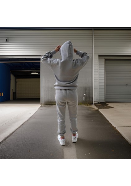 Unisex Üç Iplik Şardonlu Oversize Hoodieli Eşofman Takımı