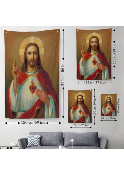Isa'nın En Kutsal Kalbi Duvar Örtüsü-Halısı - The Most Sacred Heart Of JESUS-6478