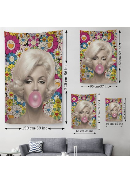 Marilyn Monroe Pembe Balon Duvar Örtüsü - HALISI-621