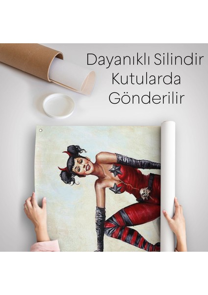 Bilardo Topunun Üstünde Oturan Pub Kızı Duvar Örtüsü - HALISI-6230