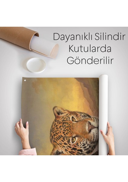 Insan Kıyafetli Jaguar Dekoratif Duvar Örtüsü - HALISI-6331