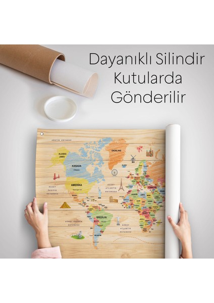 Dekoratif Dünya Haritası Duvar Örtüsü-Halısı 3868