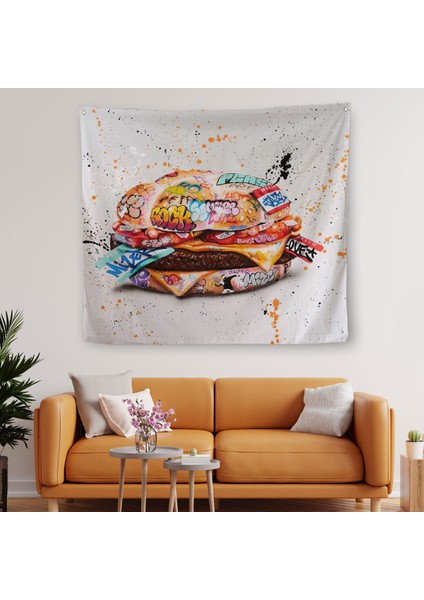 Hamburger Graffiti Kanvas Duvar Örtüsü-Halısı, Banksy Sokak Graffiti Duvar ÖRTÜSÜ-HALISI-5344