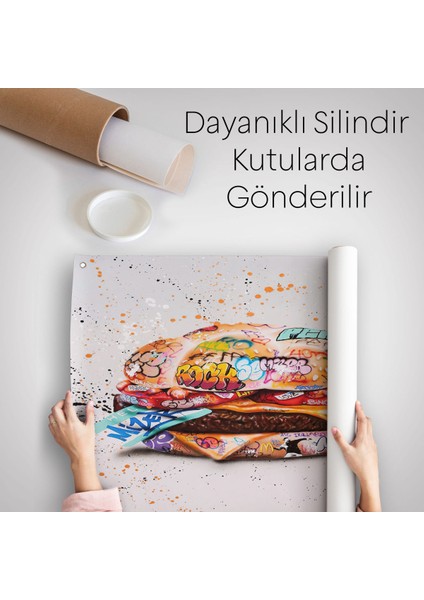 Hamburger Graffiti Kanvas Duvar Örtüsü-Halısı, Banksy Sokak Graffiti Duvar ÖRTÜSÜ-HALISI-5344