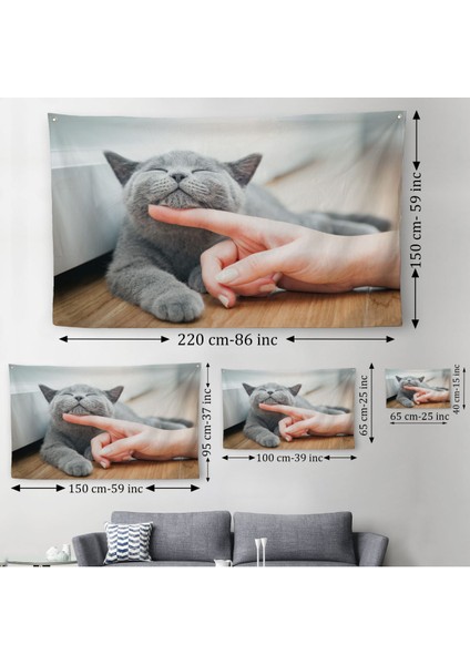 Sevimli Kedi Dekoratif Kanvas Duvar ÖRTÜSÜ-HALISI-6505