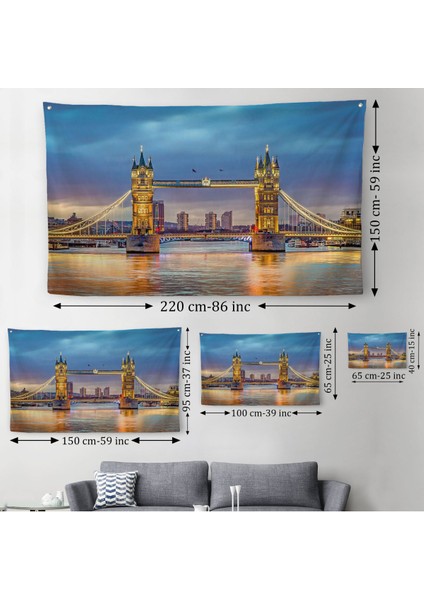 Londra Köprüsü Gece Manzara Duvar ÖRTÜSÜ-HALISI-6638
