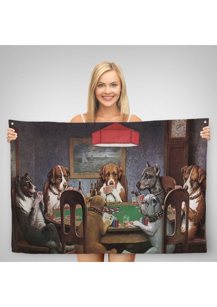 Cassius Marcellus Coolidge - Poker Oynayan Köpekler Eseri Kanvas Duvar ÖRTÜSÜ-HALISI-5170