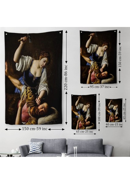 Giuseppe Vermiglio'un Jael And Sisera isimli Eseri Dekoratif Duvar Örtüsü - HALISI-6121