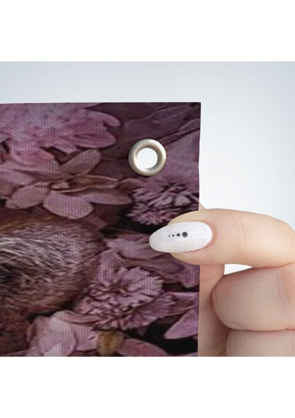 Pembe Çiçekler Arasında Vahşi Leopar Dekoratif Duvar Örtüsü - HALISI-6195