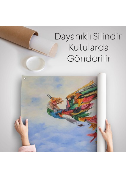 Renkli Simurg Kuşu Anka Kuşu Kanvas Duvar ÖRTÜSÜ-HALISI-5326