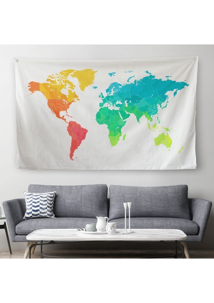 Dünya Haritası Dekoratif Kanvas Duvar Örtüsü-Halısı 1107 fiyatları