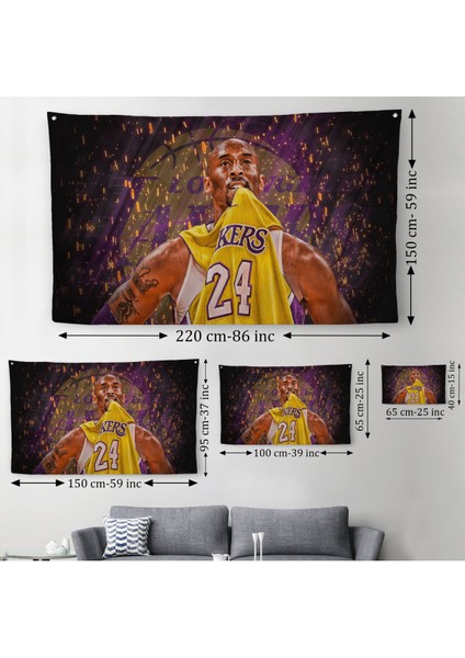Kobe Bryant Los Angeles Lakers Kanvas Duvar Örtüsü-Halısı / Black MAMBA-5151
