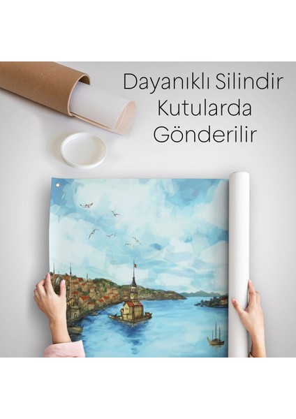 Galata Kulesi Kız Kulesi ve Boğaz Manzara Duvar ÖRTÜSÜ-HALISI-6506
