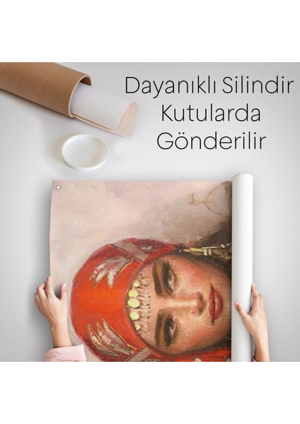 Kırmızı Başörtülü Güzel Kadın Duvar Örtüsü-Halısı - HALISI-6206