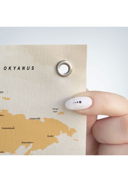 Türkçe Eğitici Ülke ve Başkent Okyanus Detaylı Atlas Dünya Haritası Duvar Örtüsü-Halısı 3837