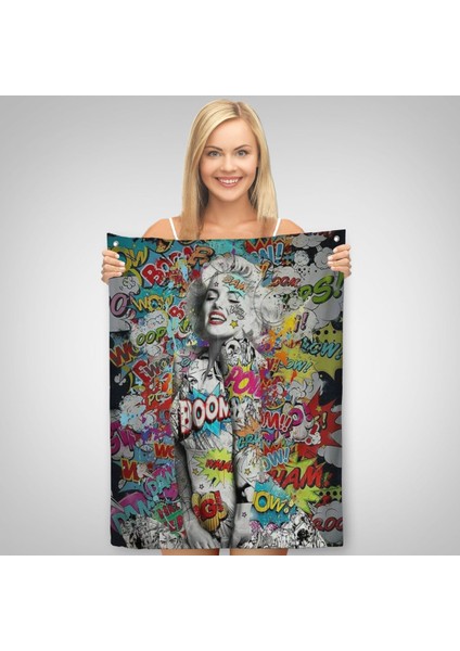 Graffiti Marilyn Monroe, Renkli Marilyn Monroe Duvar Örtüsü - HALISI-5307