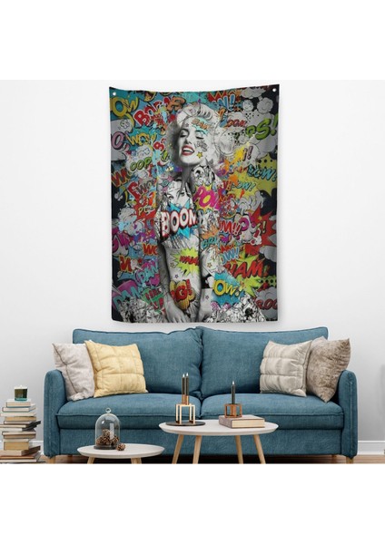 Graffiti Marilyn Monroe, Renkli Marilyn Monroe Duvar Örtüsü - HALISI-5307 fiyatları