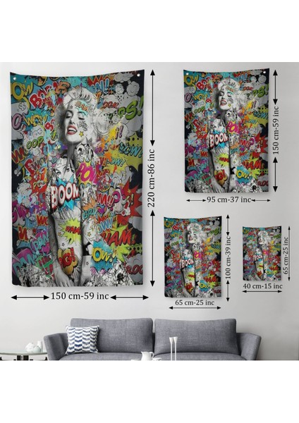 Graffiti Marilyn Monroe, Renkli Marilyn Monroe Duvar Örtüsü - HALISI-5307 modelleri
