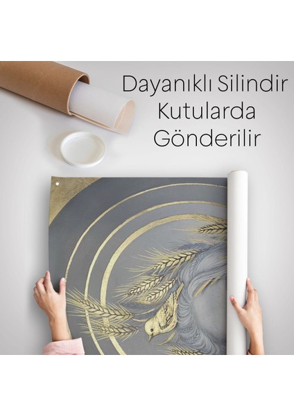 Altın Detayları Ile Güzel Kadın Duvar Örtüsü - HALISI-6044 indirimleri
