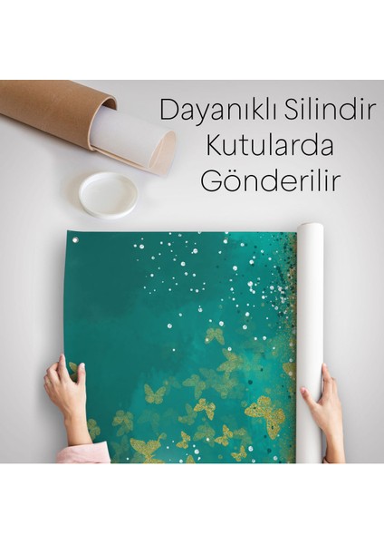 Altın ve Siyah Kelebekler Duvar Örtüsü - HALISI-6009