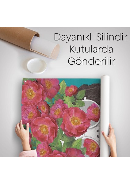 Çiçekler Saçan Optimist Kadın Duvar Örtüsü - HALISI-6269