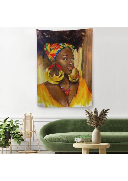Afro Amerikalı Güzel Kadın Duvar ÖRTÜSÜ-HALISI-6371