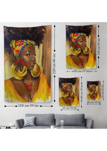 Afro Amerikalı Güzel Kadın Duvar ÖRTÜSÜ-HALISI-6371