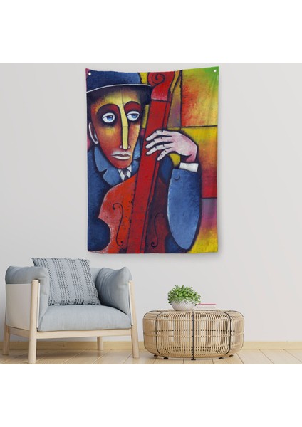 Çello Çalan Adam Duvar ÖRTÜSÜ-HALISI-6426