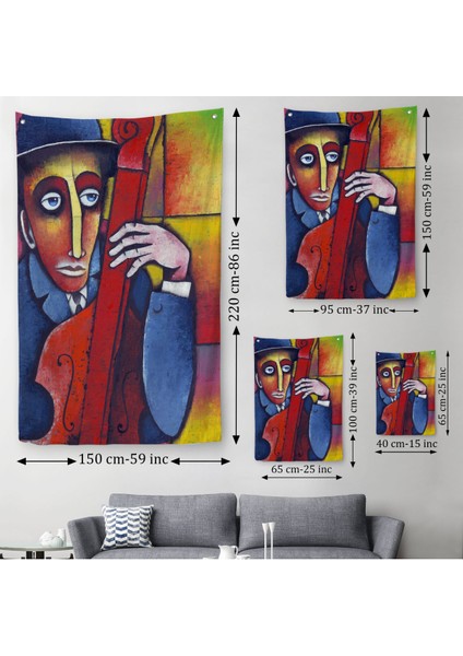 Çello Çalan Adam Duvar ÖRTÜSÜ-HALISI-6426