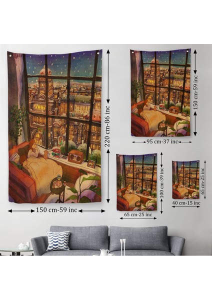 Cam Önünde Kar Keyfi Duvar ÖRTÜSÜ-HALISI-6336