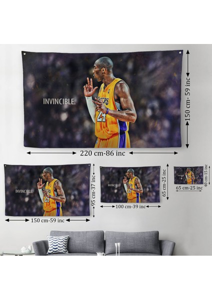 Kobe Bryant Invincible Black Mamba Kanvas Duvar ÖRTÜSÜ-HALISI-5086