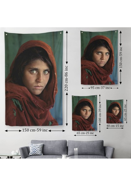 Afgan Kızı Ünlü Fotoğrafçı Steve Mccurry National Geographic Duvar Örtüsü - HALISI-5217