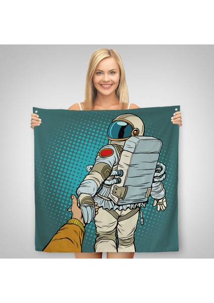 Uzaya Giden Astronot Kanvas Duvar ÖRTÜSÜ-HALISI-5073