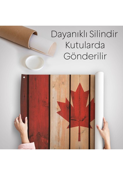 Ahşap Kanada Bayrağı Rustik Kanvas Duvar Örtüsü Halısı Kanada Bayrağı Vintage Ev Ofis Dekoru 5404