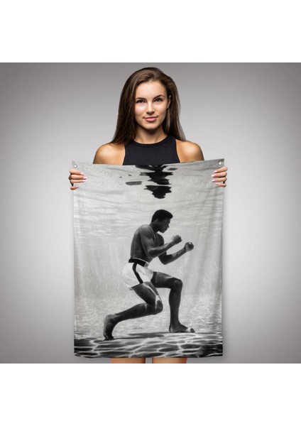 Su Altında Antreman Yapan Boksor Muhammet Ali Duvar Örtüsü-Halısı - HALISI-6204