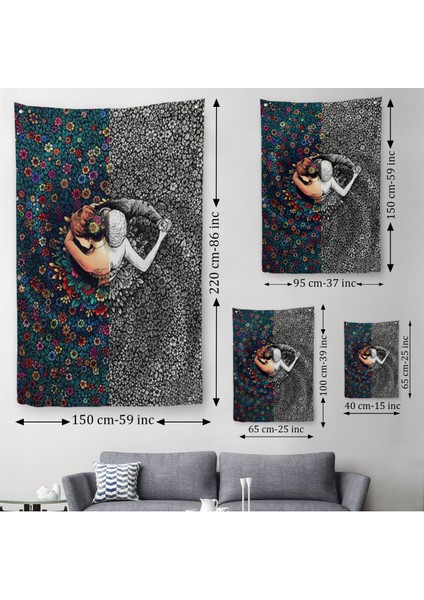 Çiçekler Içindeki Sevgililer Duvar Örtüsü - HALISI-6291