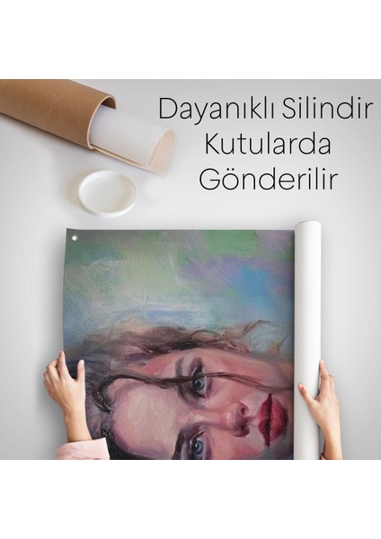 Renkli Gözlü Güzel Kadın Dekoratif Duvar ÖRTÜSÜ-HALISI-6368