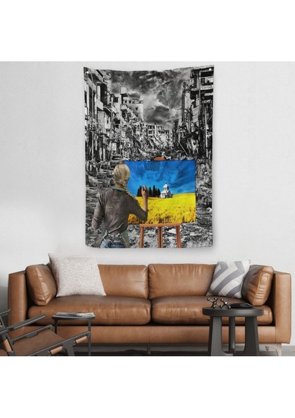 Hayalindeki Ukrayna'yi Çizen Ukraynalı Ressam Duvar Örtüsü - HALISI-6295