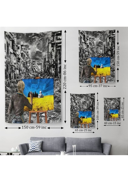 Hayalindeki Ukrayna'yi Çizen Ukraynalı Ressam Duvar Örtüsü - HALISI-6295
